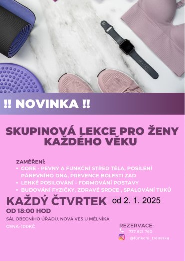 Cvičení pro ženy každý čtvrtek od 18.00